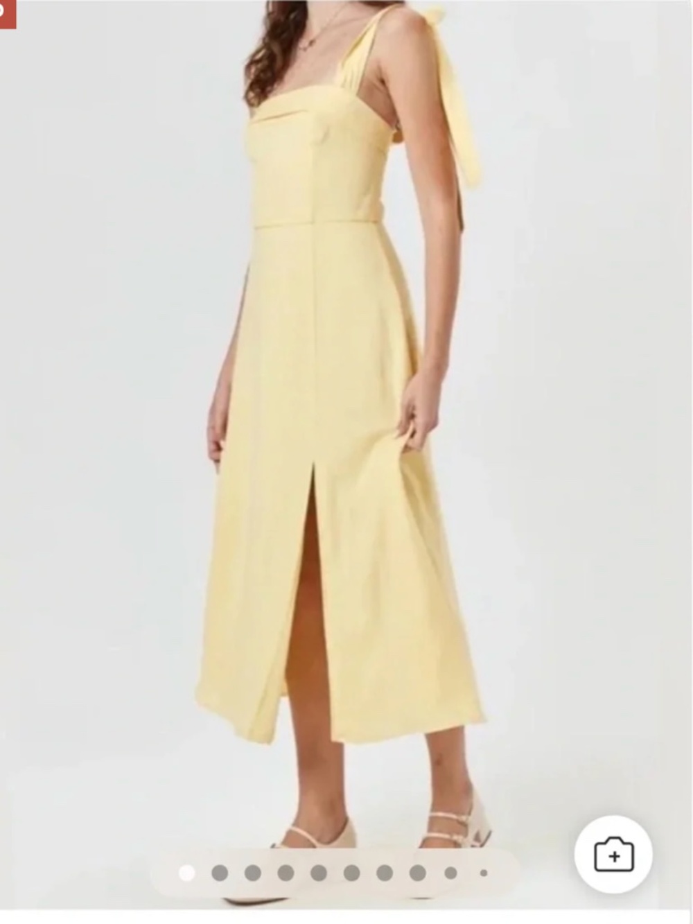 Trixxi Yellow Midi Dress with Tie Straps and Slit